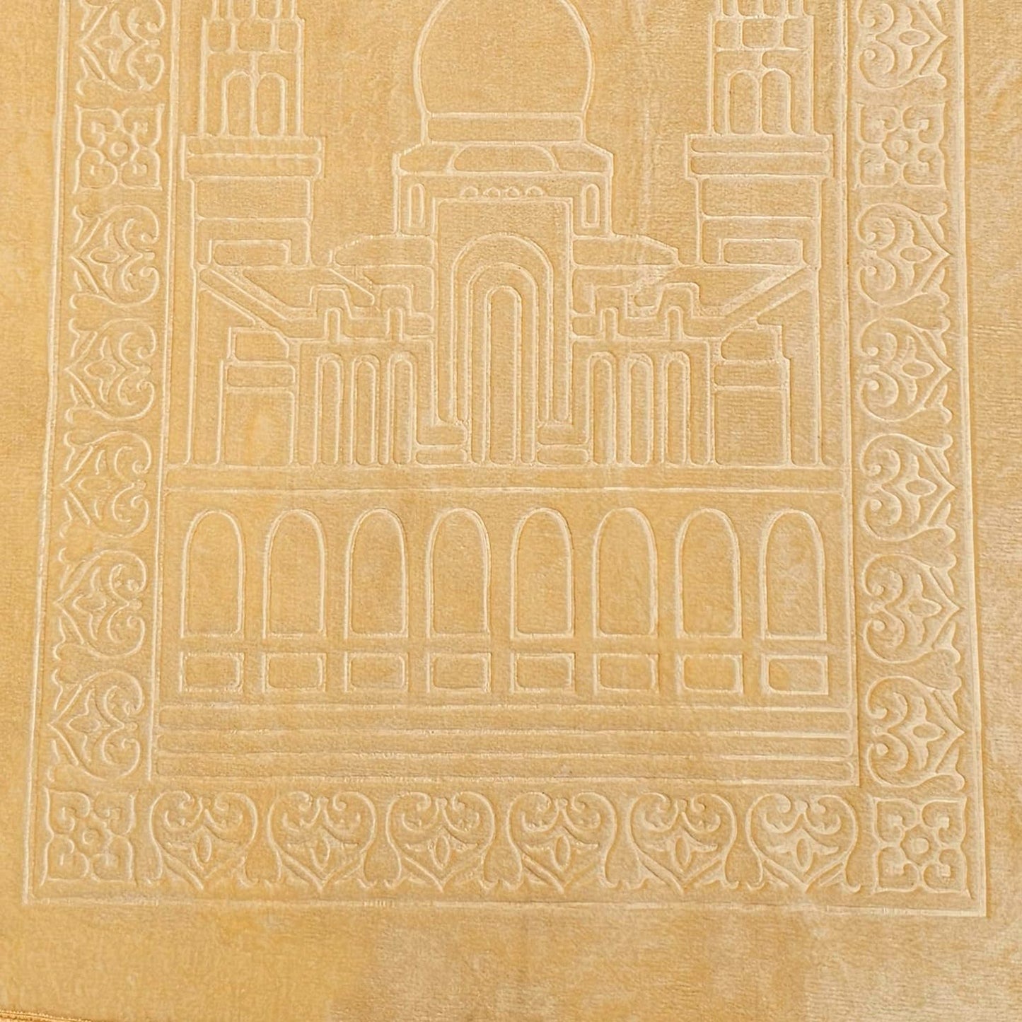 Fabienne Embossed Prayer Mat Anti-Slip Velvet Top Prayer Rug 80 x 120 cm (Beige)