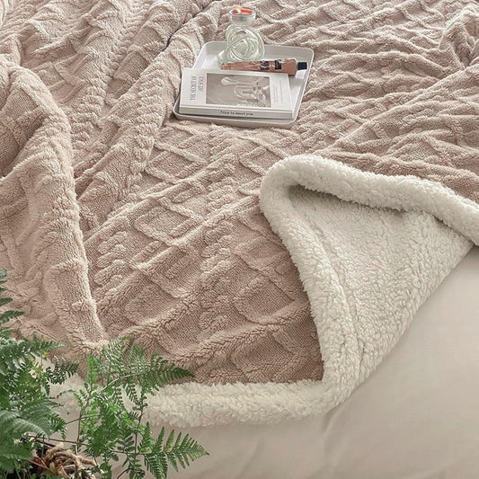 Fabienne Jacquard Sherpa Blanket Single Size Faux Fur Bed Blanket Reversible 160x220cm Flannel Fleece Lamb Blanket - War