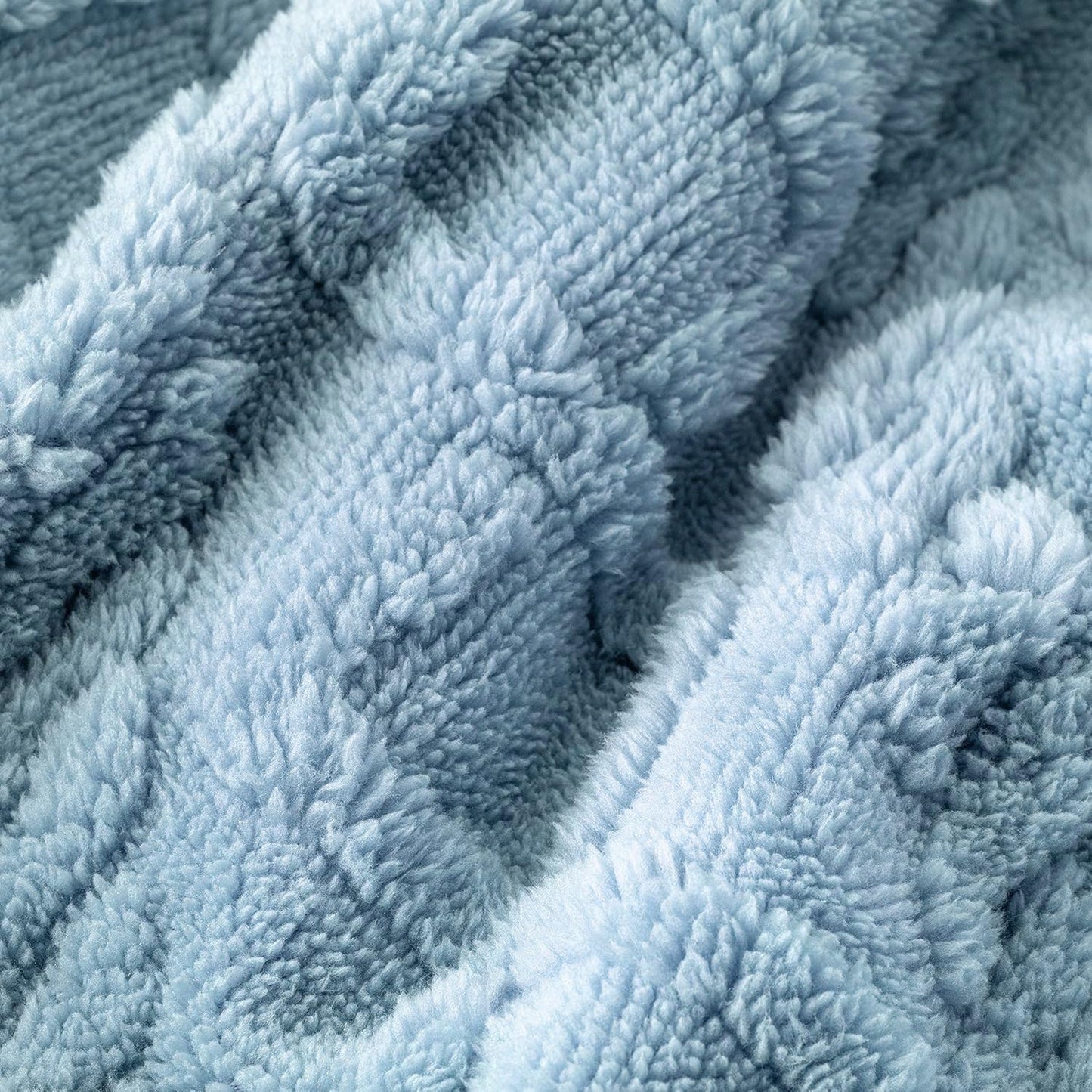Fabienne Jacquard Sherpa Blanket Single Size Twin Plush Bed Blanket Single 160x220cm Flannel Fleece Reversible Lamb Blanket - Warm and Plush Throw Blanket for Bed Sofa Travel Couch (Blue Grey)