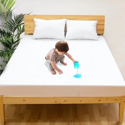 Fabienne Waterproof Mattress Protector High Absorption Microfiber+TPU Pad Cover for Pets Kids Adults Deep Pocket Style 100% Waterproof Mattress Protector (King(180x200+30) cm)