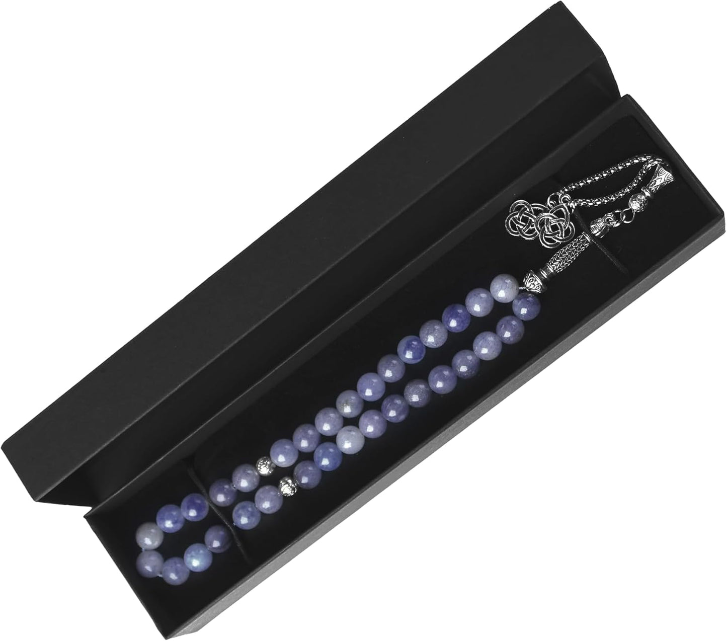 Luxury Prayer Beads 33 Natural Stone Tasbih Set Agate Hematite Snowflake Obsidian Tiger’s Eye Stones 8mm Dhikr Beads wit