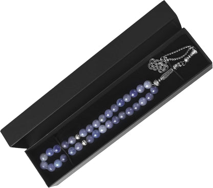 Luxury Prayer Beads 33 Natural Stone Tasbih Set Agate Hematite Snowflake Obsidian Tiger’s Eye Stones 8mm Dhikr Beads wit