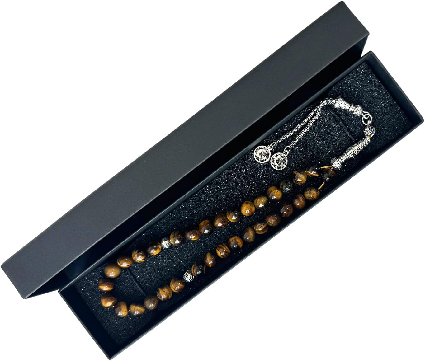 Luxury Prayer Beads 33 Natural Stone Tasbih Set Agate Hematite Snowflake Obsidian Tiger’s Eye Stones 8mm Dhikr Beads wit