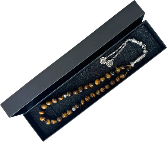 Luxury Prayer Beads 33 Natural Stone Tasbih Set Agate Hematite Snowflake Obsidian Tiger’s Eye Stones 8mm Dhikr Beads wit