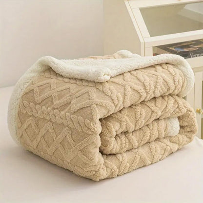 Fabienne Jacquard Sherpa Blanket Single Size Twin Plush Bed Blanket Single 160x220cm Flannel Fleece Reversible Lamb Blan