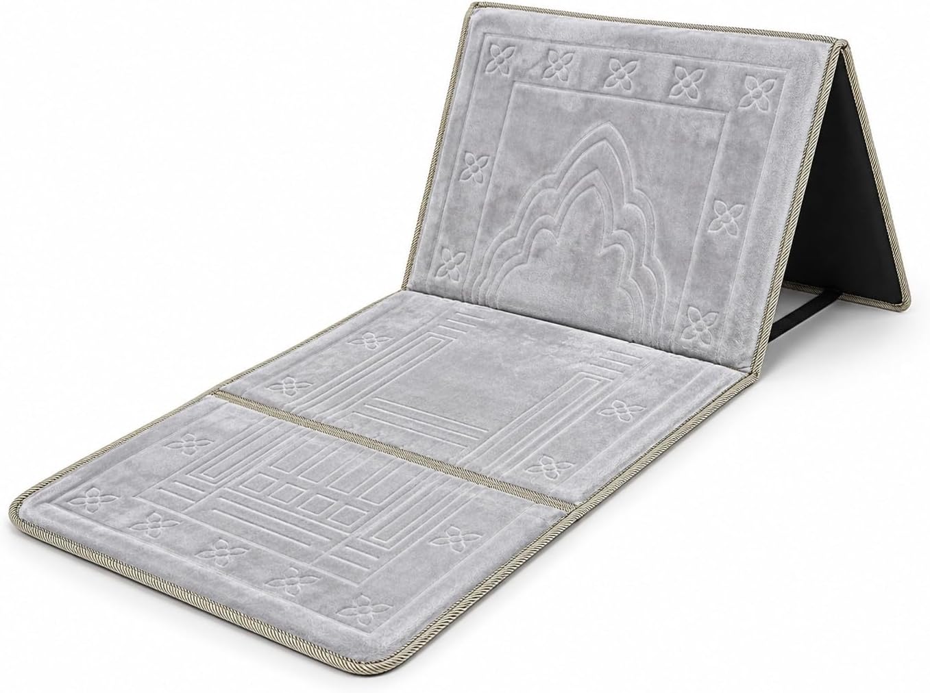 Fabienne 2 in 1 Foldable Prayer Mat and Backrest with Storage Pocket (Silver Grey)