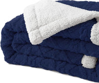Fabienne Premium Reversible Sherpa Blanket – 220 × 240 cm - Navy Blue