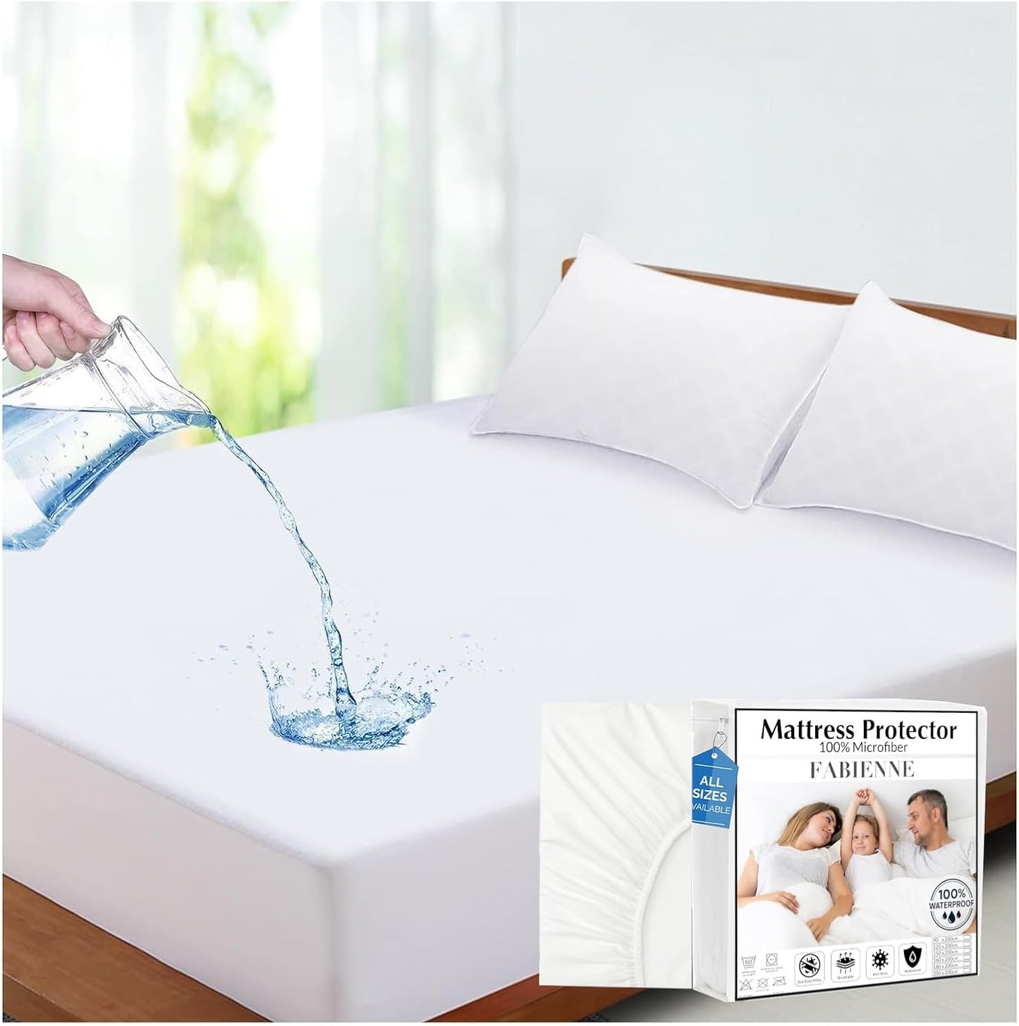 Fabienne Waterproof Mattress Protector High Absorption Microfiber+TPU Pad Cover for Pets Kids Adults Deep Pocket Style 1