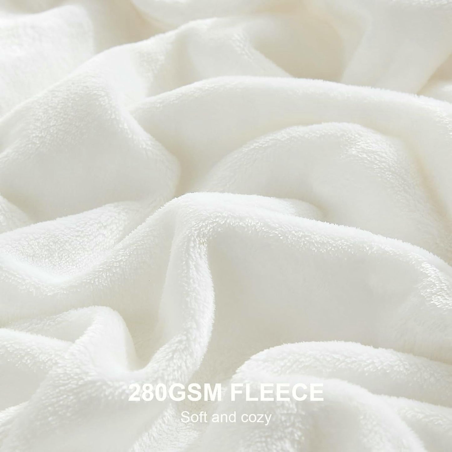 Fabienne Silky Soft Bed Blanket Single Size Plain Microfiber Flannel Throw for Sofa Chair Couch Home Office and Travel (Off-White)
