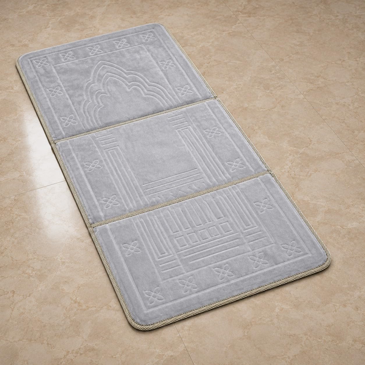 Fabienne 2 in 1 Foldable Prayer Mat and Backrest with Storage Pocket (Silver Grey)