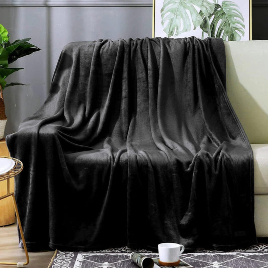 Fabienne Silky Soft Bed Blanket Single Size Plain Microfiber Flannel Throw for Sofa Chair Couch Home Office and Travel (