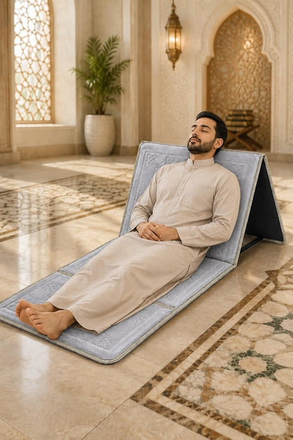 Fabienne 2 in 1 Foldable Prayer Mat and Backrest with Storage Pocket (Silver Grey)