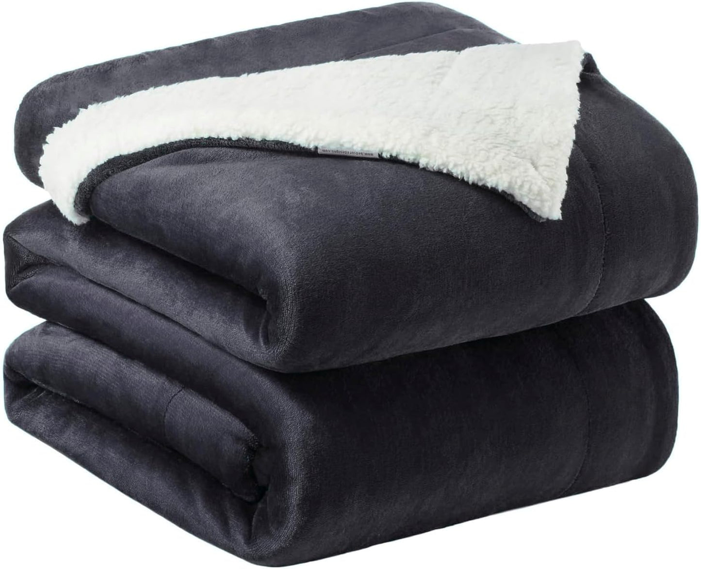 Fabienne Sherpa Blanket Single Size Twin Plush Throw Bed Blanket 160x220cm Flannel Fleece Reversible Lamb Blanket - Warm and Plush Travel Blanket for Bed Sofa Travel Couch (Dark Grey)