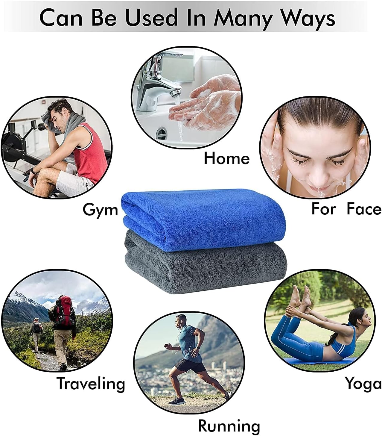 Micro Fiber Bath Towel - Blue, 80X170 cm