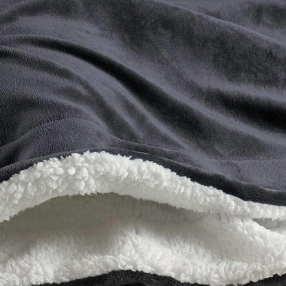 Fabienne Sherpa Blanket Single Size Twin Plush Throw Bed Blanket 160x220cm Flannel Fleece Reversible Lamb Blanket - Warm and Plush Travel Blanket for Bed Sofa Travel Couch (Dark Grey)