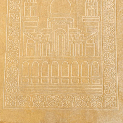 Fabienne Embossed Prayer Mat Anti-Slip Velvet Top Prayer Rug 80 x 120 cm (Beige)