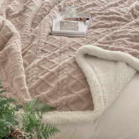 Fabienne Premium Reversible Sherpa Blanket – 220 × 240 cm - Light Coffee