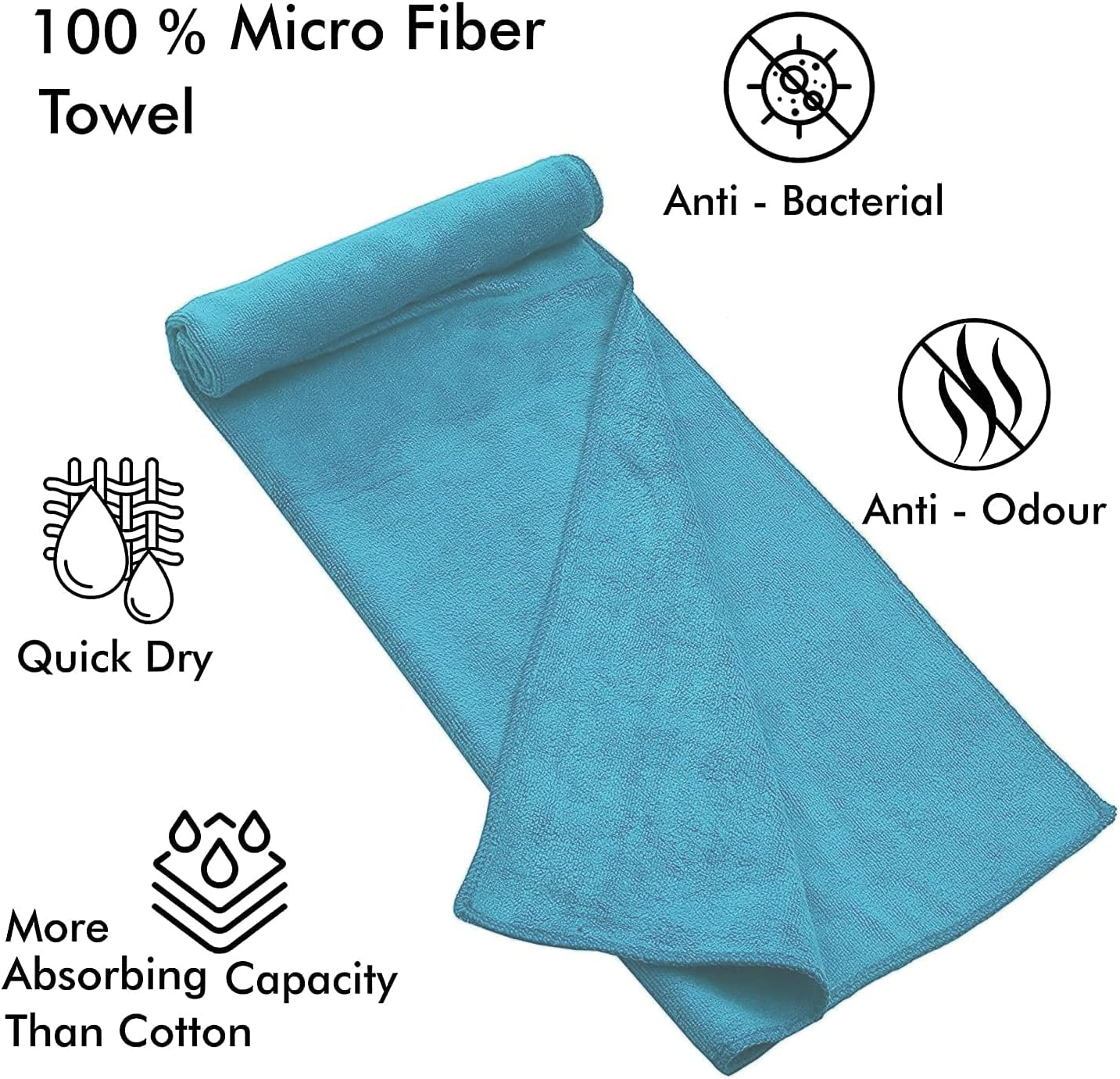 Microfiber Bath Beach Towel - 80X170cm (Sky Blue)