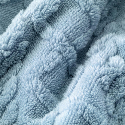 Fabienne Jacquard Sherpa Blanket Single Size Twin Plush Bed Blanket Single 160x220cm Flannel Fleece Reversible Lamb Blanket - Warm and Plush Throw Blanket for Bed Sofa Travel Couch (Blue Grey)