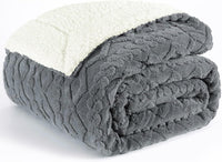 Fabienne Premium Reversible Sherpa Blanket – 220 × 240 cm - Grey